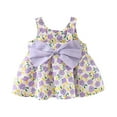 thumbnail image 1 of Ruyang Flower Girls Smocked Dress with Bow Floral Print Sleeveless Square Neck Pleated Dresses Ruffles Cute Birthday Dress, 1 of 4