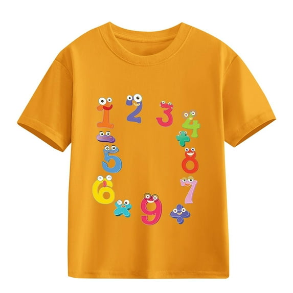 Ruyang Fun Colorful Numbers Print T Shirts for Kids Girls Boys Summer Lightweight Comfy Soft Casual Pullover Clothes Tops