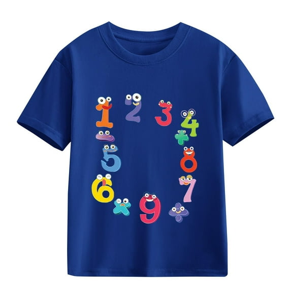 Ruyang Fun Colorful Numbers Print T Shirts for Kids Girls Boys Summer Lightweight Comfy Soft Casual Pullover Clothes Tops