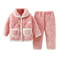 thumbnail image 1 of Ruyang Gilrs Boys Long Sleeve Pajamas Set Winter Thick Warm Pajama Soft Fleece Homewear Button Down Pjs Top with Pants, 1 of 6