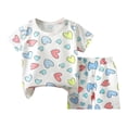 thumbnail image 1 of Ruyang Girls 2 Piece Set Short Sleeve Cherry Graphic Tee and Elastic Waist Shorts Lounge Set Kids Toddler Cute Summer Outfits, 1 of 4