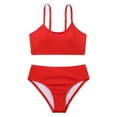 thumbnail image 1 of Ruyang Girls 2025 Kids Bikini Swimsuit Solid High Waist Set Youth Swimming Bathing Suits Spaghetti Athletic Sport Swimwear Suits, 1 of 8