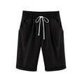 thumbnail image 1 of Ruyang Girls Athletic Shorts Kids Teens Solid Knee Length High Waisted Comfy Drawstring Casual Short Pants with Pockets, 1 of 7