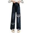 thumbnail image 1 of Ruyang Girls Baggy Jeans Denim Pants Wide Leg Denim Pant Ripped High Waist Elastic Casual Pants with Pockets for Kids, 1 of 1