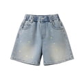 thumbnail image 1 of Ruyang Girls Baggy Jeans Shorts Y2k Hip Hop Streetwear Denim Shorts Unisex Kid Vintage Fashion Bermuda Jorts Star Embroidery Clothes, 1 of 8
