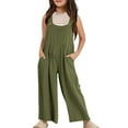 thumbnail image 1 of Ruyang Girls Baggy Wide Leg Overall Spaghetti Strap Summer Casual Loose Long Jumpsuit Teen Kids Sleeveless Crew Neck Romper, 1 of 8