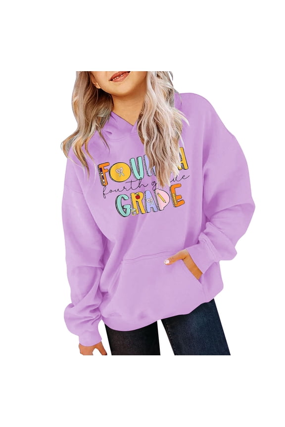 Girls Boys 4th Grade Back to School Hoodie Kids Long Sleeve Cute First Day of School Hoodie Preppy Sweatshirts
