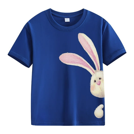 Ruyang Girls Boys Bunny Graphic T-Shirt Cute Easter Bunny Printed Design, Adorable Short Sleeve Casual Top for Kids