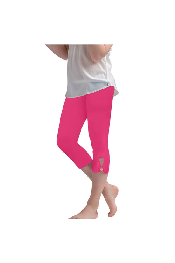 Girls Capris Leggings Breathable Soft Toddlers 3/4 Cropped Pants Summer Belly 𝐒tretch Fitness Yoga Dance Pants Cropped