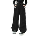 thumbnail image 1 of Ruyang Girls Cargo Pants Baggy Cotton Jeans Kids Vintage Loose Fit Jeans Hip Hop Teen Pull on Wide Leg Trouser 𝐒ung Fit Clothes, 1 of 8