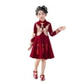 thumbnail image 1 of Ruyang Girls Chinese Traditional Dress Hanbok Half Sleeve Prom Dresses Stand Collar Elegant Skirt Tassel Trendy Wedding Gheongsam, 1 of 7