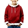 thumbnail image 1 of Ruyang Girls Christmas Pullover Hoodies Kids Boys Fuzzy Trim Hooded Sweatshirts Fall Winter Y2K Trendy Hoodies, 1 of 5