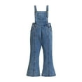 thumbnail image 1 of Ruyang Girls Denim Flared Overalls Pants 3D Accordion Deep Heel Pockets Bell Bottom Jeans Dungarees Wide Leg Birthday Demin Jumpsuit, 1 of 6