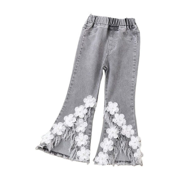 Ruyang Girls Flare Jeans High Waist Bow Front Bell Bottom Denim Pants Loose Fit Casual Pants with Pockets Streetwear Summer Pants