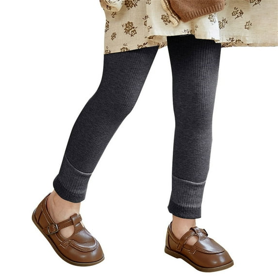 Ruyang Girls Fleece Lined Leggings Kids Thick Thermal Ribbed Knit Footless Tights Winter Soft Cotton Pantyhose Stockings
