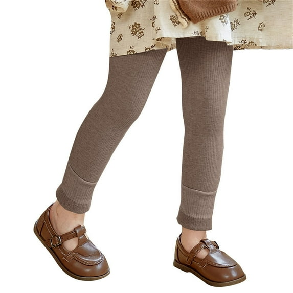 Ruyang Girls Fleece Lined Leggings Kids Thick Thermal Ribbed Knit Footless Tights Winter Soft Cotton Pantyhose Stockings