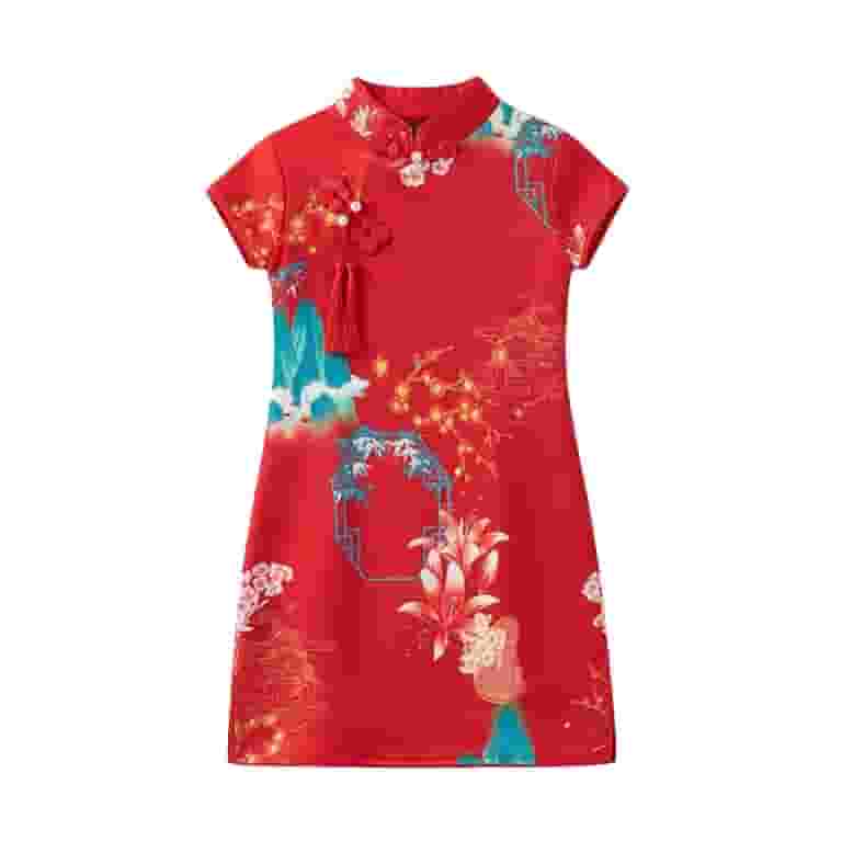 Ruyang Girls Floral Gheongsam Chinese Traditional Dress Kids Modern Sleeveless New Year Qipao Princess Tassels Outfits Trendy Skirt, Kids Unisex, Size Ruyang Girls Floral Gheongsam Chinese Traditional Dress Kids Modern Sleeveless New Year Qipao Princess Tassels Outfits Trendy Skirt, Kids Unisex, Size
