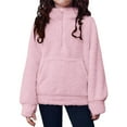 thumbnail image 1 of Ruyang Girls Fuzzy Fleece Hoodie Half Zip Sherpa Pullover Sweatshirt Mock Neck Hooded Furry Sweaters Thumbhole Pocket, 1 of 7
