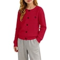 thumbnail image 1 of Ruyang Girls Knitted Sweater Cardigan with Bowknot School Ribbed Knit Sweaters Jacket Button Down Crewneck Preppy Tops, 1 of 8