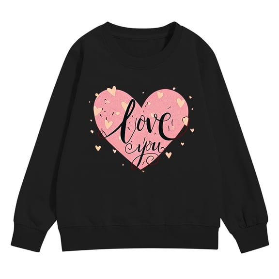 Ruyang Girls Oversized Sweatshirt Youth Valentine's Sweatshirt Unisex Shirts Heart Graphic Pollover Tops Casual Baseball Clothes