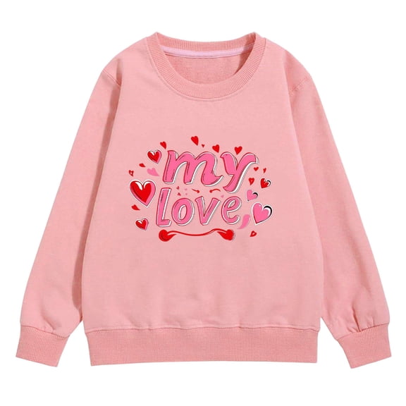 Ruyang Girls Preppy Heart Sweatshirt Cute Graphic Oversized School Pullover Sweatshirts Casual Cozy Valentines Day Shirt