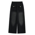 thumbnail image 1 of Ruyang Girls Wide Leg Jeans Straight Retro Relaxed Fit Denim Pants High Waist Elastic with Pockets Kids Vintage Jeans, 1 of 7