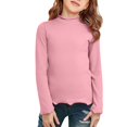 thumbnail image 1 of Ruyang Girls Ruffle Long Sleeve Shirt Kids Half Crewneck Basic Layer Top Fall Winter Soft Cotton Thermal T-shirt, 1 of 6