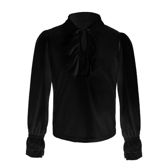 Ruyang Girls Ruffled Shirts Boys Medieval Retro Shirt Y2K Trendy Blouse Plain Long Sleeve Lapel Performance Top