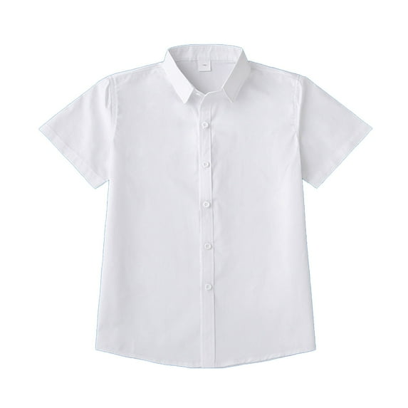Ruyang Girls School Blouse Dress Shirt Short Sleeve White Tops Boy Girl Summer Solid Color Lapel Button-Down Polo Shirt