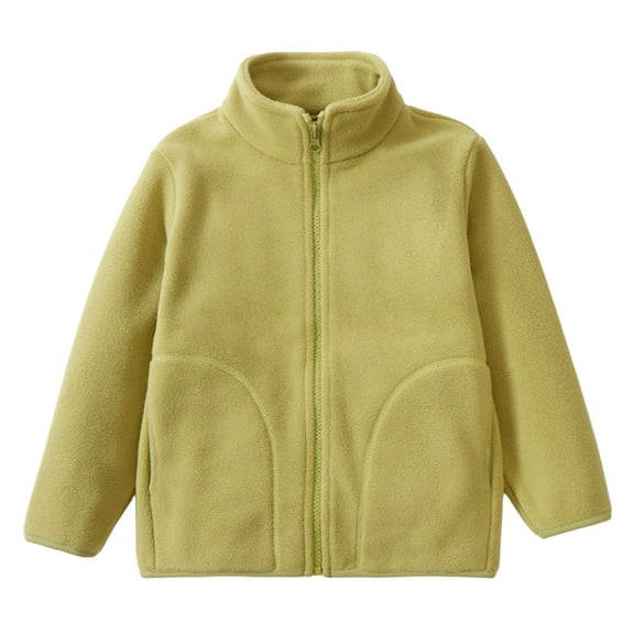 Ruyang Girls Sherpa Fleece Jackets Kids Fall Winter Warm Fuzzy Polar Jacket Pockets Plain Zip Up Mock Neck Coat Outwear
