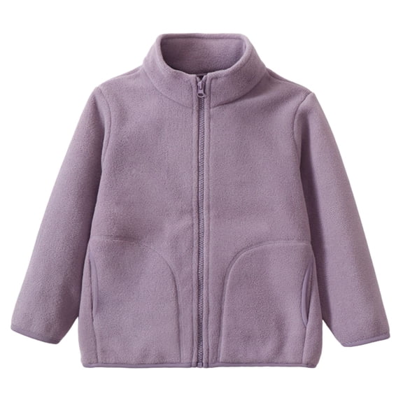 Ruyang Girls Sherpa Fleece Jackets Kids Fall Winter Warm Fuzzy Polar Jacket Pockets Plain Zip Up Mock Neck Coat Outwear