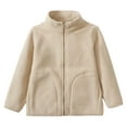 thumbnail image 1 of Ruyang Girls Sherpa Fleece Jackets Kids Fall Winter Warm Fuzzy Polar Jacket Pockets Plain Zip Up Mock Neck Coat Outwear, 1 of 9