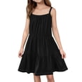 thumbnail image 1 of Ruyang Girls Sleeveless Halter Dress Solid Backless Pleated Summer Dresses Elegant Cute Casual Smocked Dresses for Kids, 1 of 6