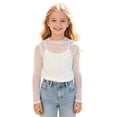 thumbnail image 1 of Ruyang Girls Sparkly Mesh Long Sleeved Tops Semi Round Neck Sun Cover Up Elegant Lace Layer Shirt Kids Fall Outfits Slim Fit Blouses, 1 of 4
