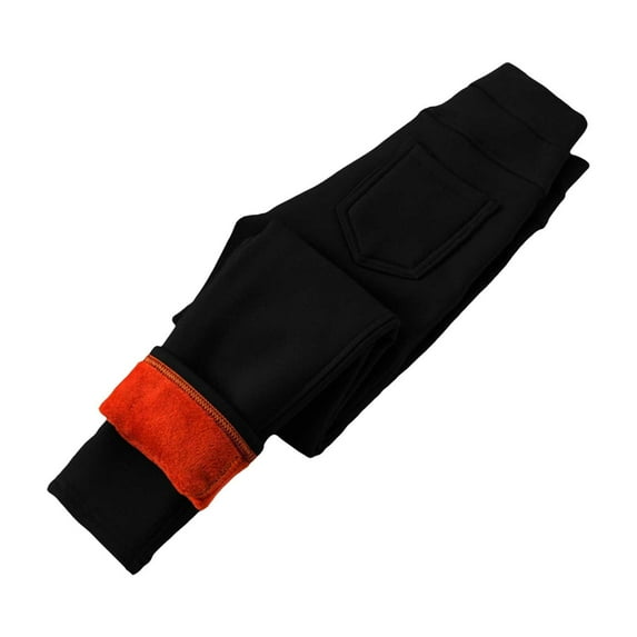 Ruyang Girls Warm Solid Color Leggings Soft Stretchy Fleece Lined Tights Pants Skinny Pants Thicken Footless Trousers