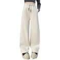 thumbnail image 1 of Ruyang Girls Wide Leg Fleece Sweatpants Teens School Sports Joggers Thermal Elastic High Waisted Straight Pants, 1 of 5