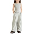 thumbnail image 1 of Ruyang Girls Wide Leg Pants Flowy Loose Fit Palazzo Pants for Kids Elastic High Waist Baggy Trouser Lightweight Casual Beach Bottoms, 1 of 8