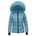 thumbnail image 1 of Ruyang Girls Winter Coat Faux 𝐅𝐮𝐫 Hooded Puffer Jacket Zip Up Mock Neck Down Quilted Warm Packable Outerwear, 1 of 4