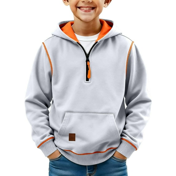 Ruyang Half Zip Hoodies for Boys Oversized School Preppy Hooded Sweatshirt Teenager Trendy Athletic Pullover Sweaters
