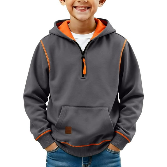 Ruyang Half Zip Hoodies for Boys Oversized School Preppy Hooded Sweatshirt Teenager Trendy Athletic Pullover Sweaters