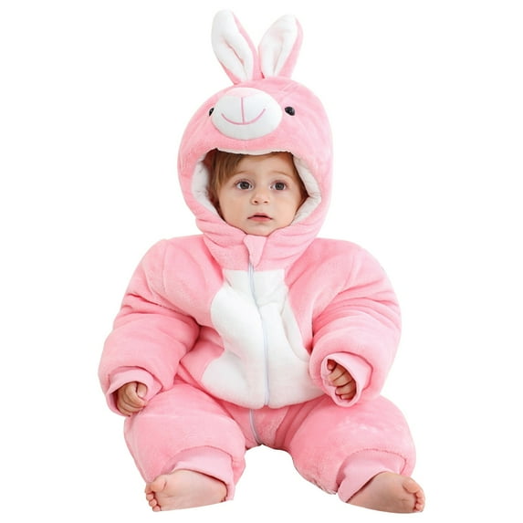 Ruyang Halloween Animal Onesie for Baby Bear Jumpsuit New Born Girls Boys Zip Up Hooded Bodysuit Warm Fleece Outfits