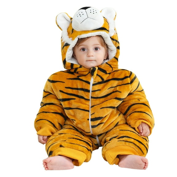Ruyang Halloween Animal Onesie for Baby Bear Jumpsuit New Born Girls Boys Zip Up Hooded Bodysuit Warm Fleece Outfits