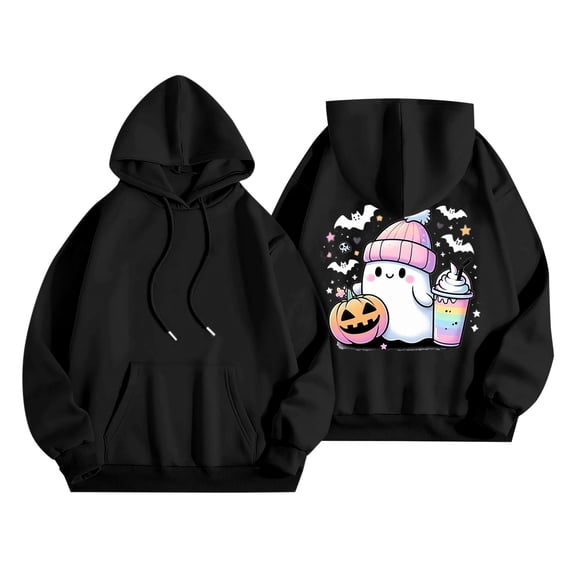 Ruyang Halloween Pumpkin Hoodies Women Season Sweatshirts Cute Funny Graphic Pullover Tops Fall Party Sweater Womens Zip up Hoodies