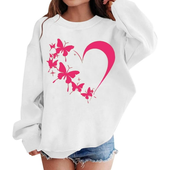 Ruyang Heart Sweatshirts for Teen Girls Cute Trendy Oversized Hoodies Long Sleeve Crewneck Fall Winter Pullover Sweater