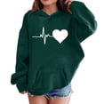 thumbnail image 1 of Ruyang Hoodie for Girls Heartbeat Heart Print Lightweight Long Sleeve Pullover Sweatshirt Toddlers Back to School Clothes, 1 of 6