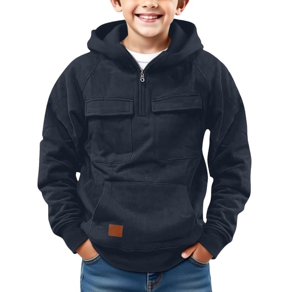 Ruyang Hoodies for Teen Boys Hip Hop Zip Up Hoodie Fall Winter Long Sleeve Pullover Hooded Sweatshirts Pockets Streetwear