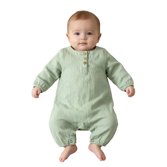 Ruyang Infant Baby Long Sleeve Romper Button Footless Romper Lightweight Loose Bodysuits Toddler Boys Girls Casual Clothing