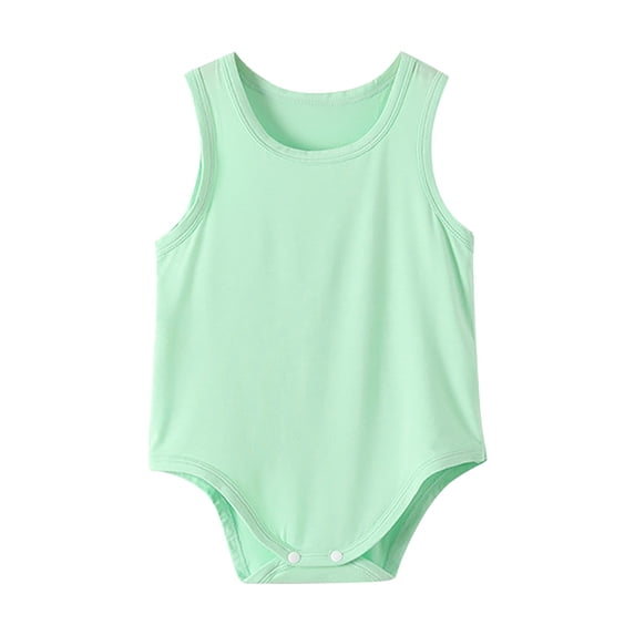 Ruyang Infant Boys Girls Cotton Rompers Solid Crew Neck Sleeveless Tank Jumpsuit Lightweight Breathable Beach Vacation Bodysuits