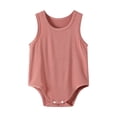 thumbnail image 1 of Ruyang Infant Boys Girls Cotton Rompers Solid Crew Neck Sleeveless Tank Jumpsuit Lightweight Breathable Beach Vacation Bodysuits, 1 of 3