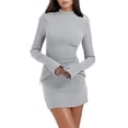 thumbnail image 1 of Ruyang Jumper Dresses Women Summer Knitted Dress Ladies Sweater Round Neck Turtleneck Tunic Dress Womens Wrap Waist Casual Dress, 1 of 4